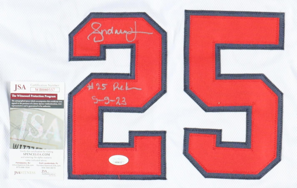 Andruw Jones Signed Atlanta Braves Jersey Inscribed 