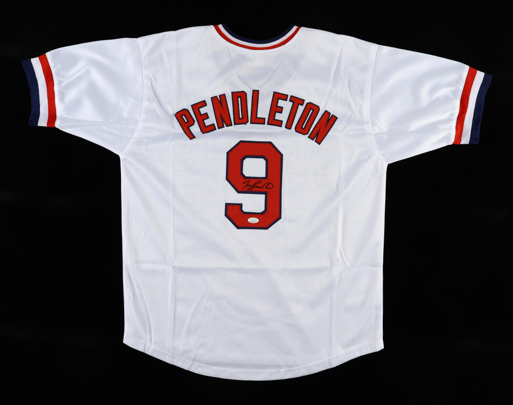 Terry Pendleton Signed St Louis Cardinals Jersey (JSA) & Jack Clark Signed St Lousi Cardinals Full-Size Batting Helmet Inscribed 