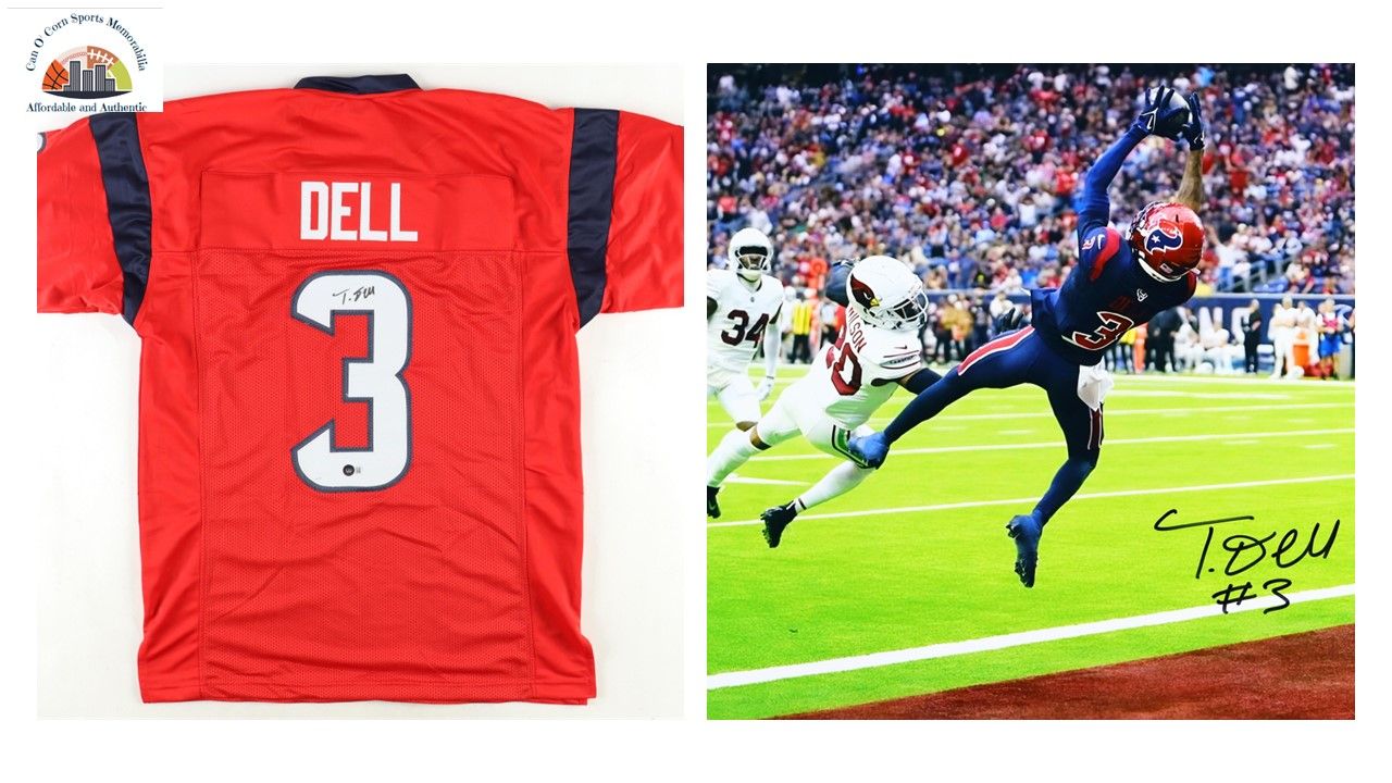 Tank Dell Signed Houston Texans Jersey (Beckett) and Tank Dell Signed Houston Texans 16x20 Photo (Beckett)
