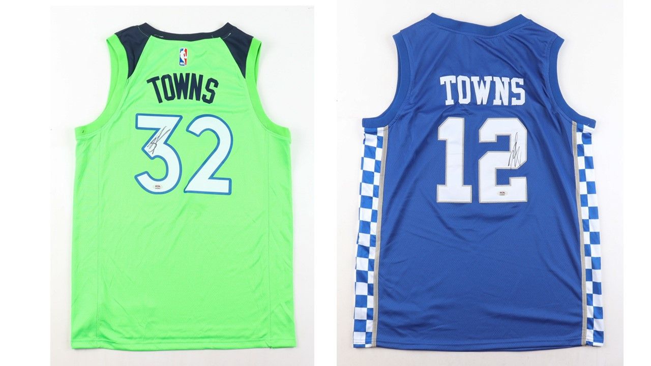 Karl-Anthony Towns Signed Minnesota Timberwolves Jersey (PSA) and Karl-Anthony Towns Signed Kentucky Wildcats Jersey (PSA)