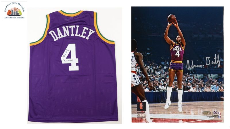 Adrian Dantley Signed Utah Jazz Jersey Inscribed "H.O.F. 2008" (JSA) and Adrian Dantley Signed Utah Jazz 8x10 Photo (Schwartz)