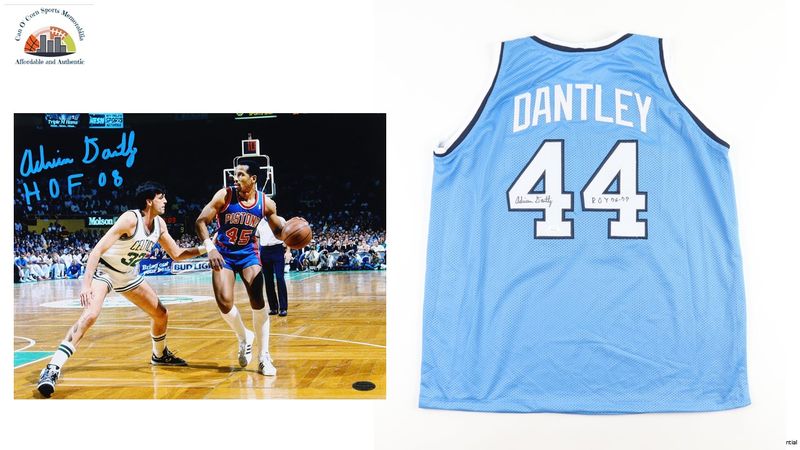 Adrian Dantley Signed Buffalo Braves Jersey Inscribed Adrian Dantley Signed Buffalo Braves Jersey Inscribed "ROY 76-77" (Playball Ink) & Adrian Dantley Signed Detroit Pistons 11x14 Photo Inscribed "HOF 08" (Playball Ink)
