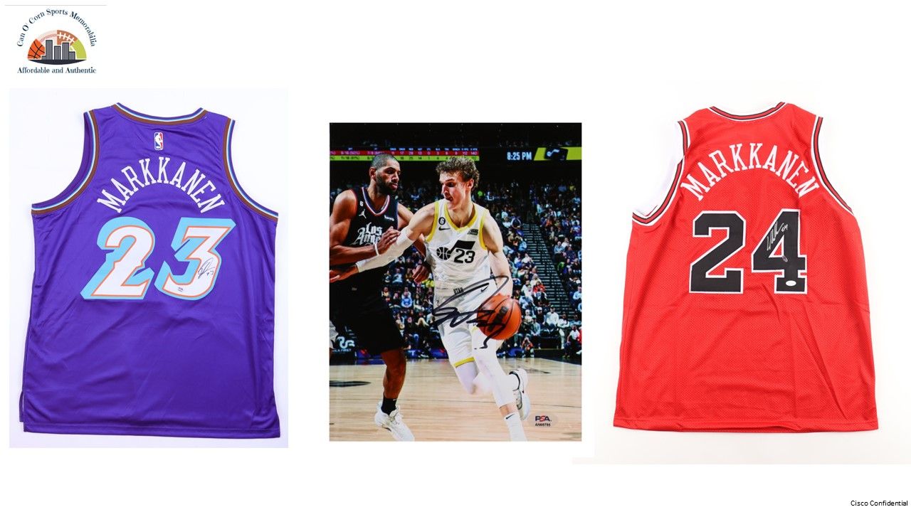 Lauri Markkanen Signed Nike Utah Jazz Jersey (PSA), Lauri Markkanen Signed Chicago Bulls Jersey (JSA & Leaf), & Lauri Markkanen Signed Utah Jazz 8x10 Photo (PSA)