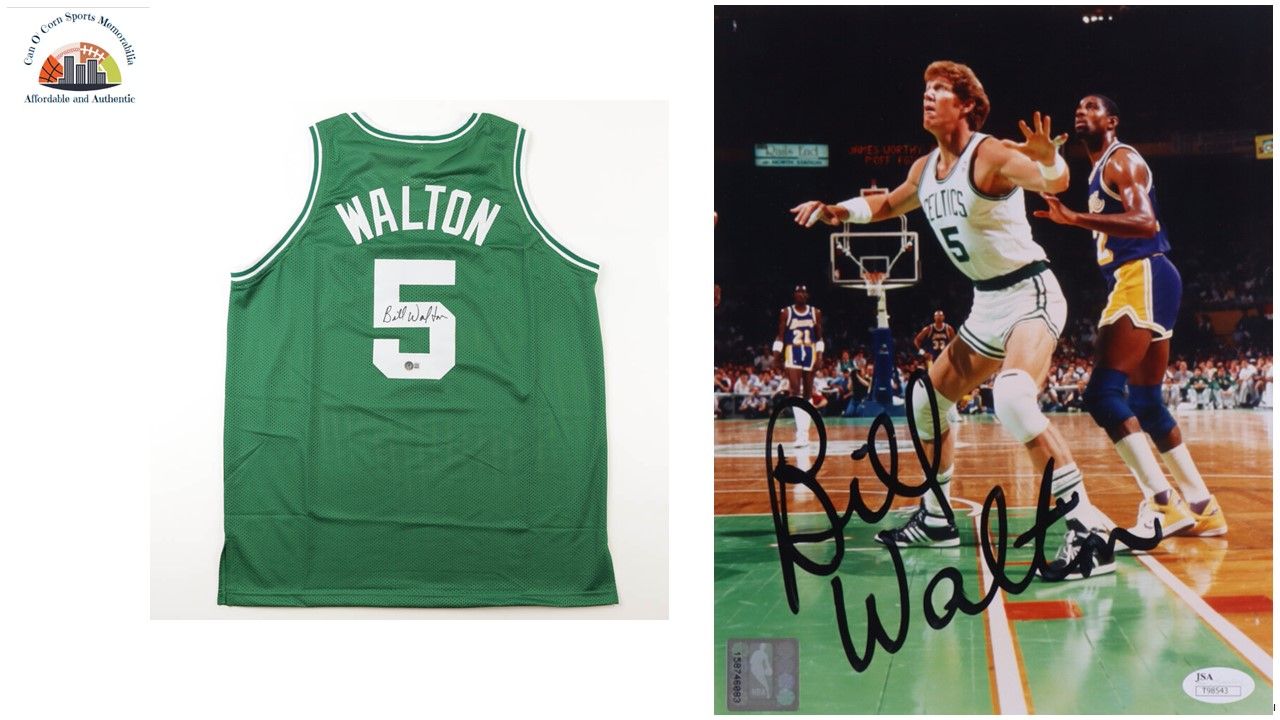 Bill Walton Signed Jersey (Beckett) and Bill Walton Signed Celtics 8x10 Photo (JSA)