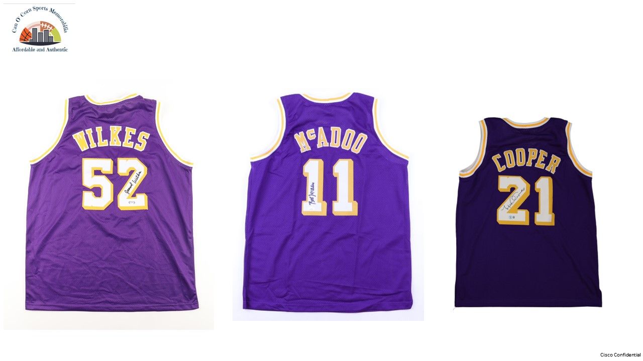 Bob McAdoo Signed Lakers Jersey (JSA), Jamaal Wilkes Signed Lakers Jersey (PSA), & Michael Cooper Signed Lakers Jersey (Beckett)
