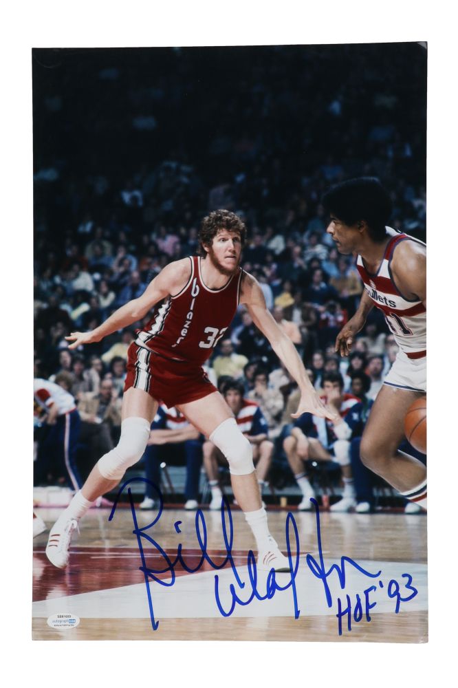 Bill Walton Signed Blazers 12x18 Photo Inscribed "HOF 93" (AutographCOA)