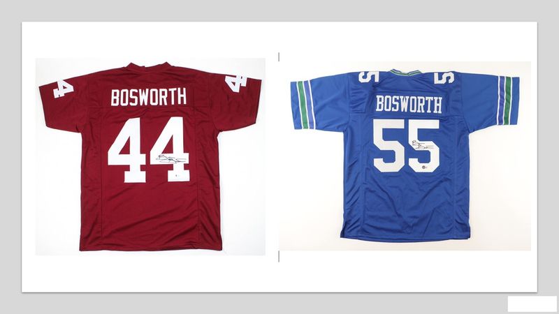 Brian Bosworth Signed Jersey (Beckett COA) and Brian Bosworth Signed Jersey (Beckett) Brian Bosworth Signed Jersey (Beckett COA) and Brian Bosworth Signed Jersey (Beckett)