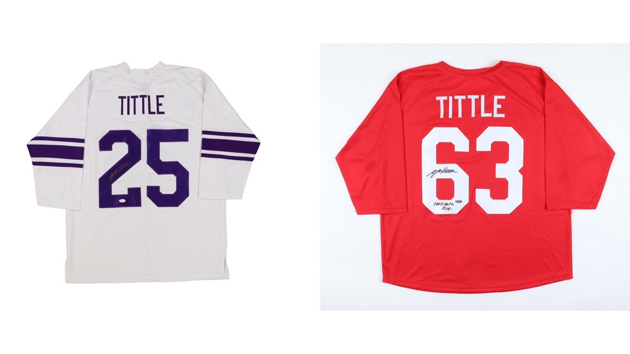 Y. A. Tittle Signed LSU Tigers Jersey (JSA) & Y. A. Tittle Signed San Francisco 49ers Jersey Inscribed "1948 AAFC ROY-" (JSA & TriStar)