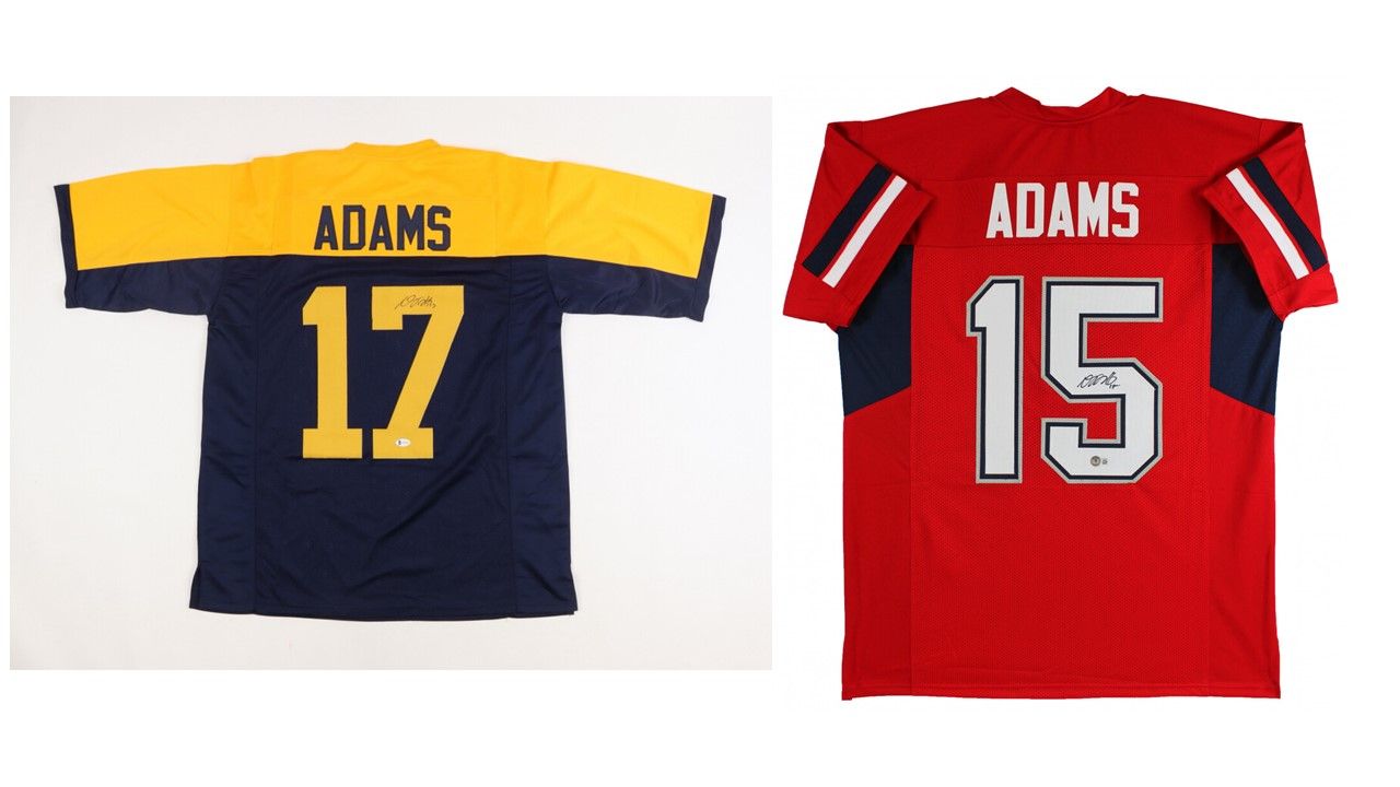 Davante Adams Signed Green Bay Packers Jersey (Beckett) and Davante Adams Signed Fresno State Bulldogs Jersey (Beckett)