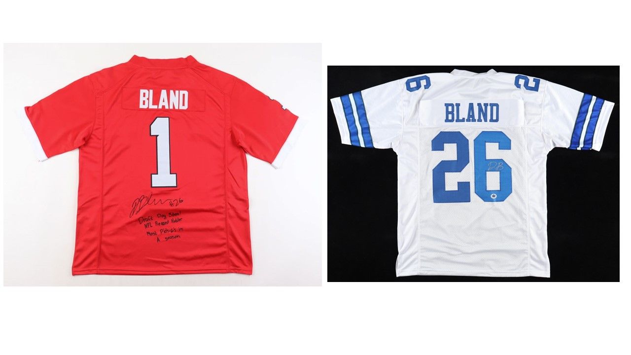 Daron Bland Signed Adidas Fresno State Bulldogs Jersey With Multiple Inscriptions (JSA) & DaRon Bland Signed Dallas Cowboys Jersey (Gameday)