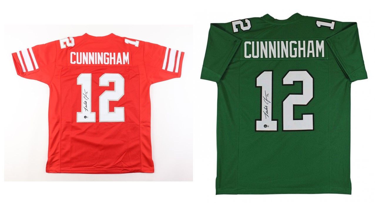 Randall Cunningham Signed UNLV Runnin' Rebels Jersey (Beckett) & Randall Cunningham Signed Philadelphia Eagles Jersey (Beckett)