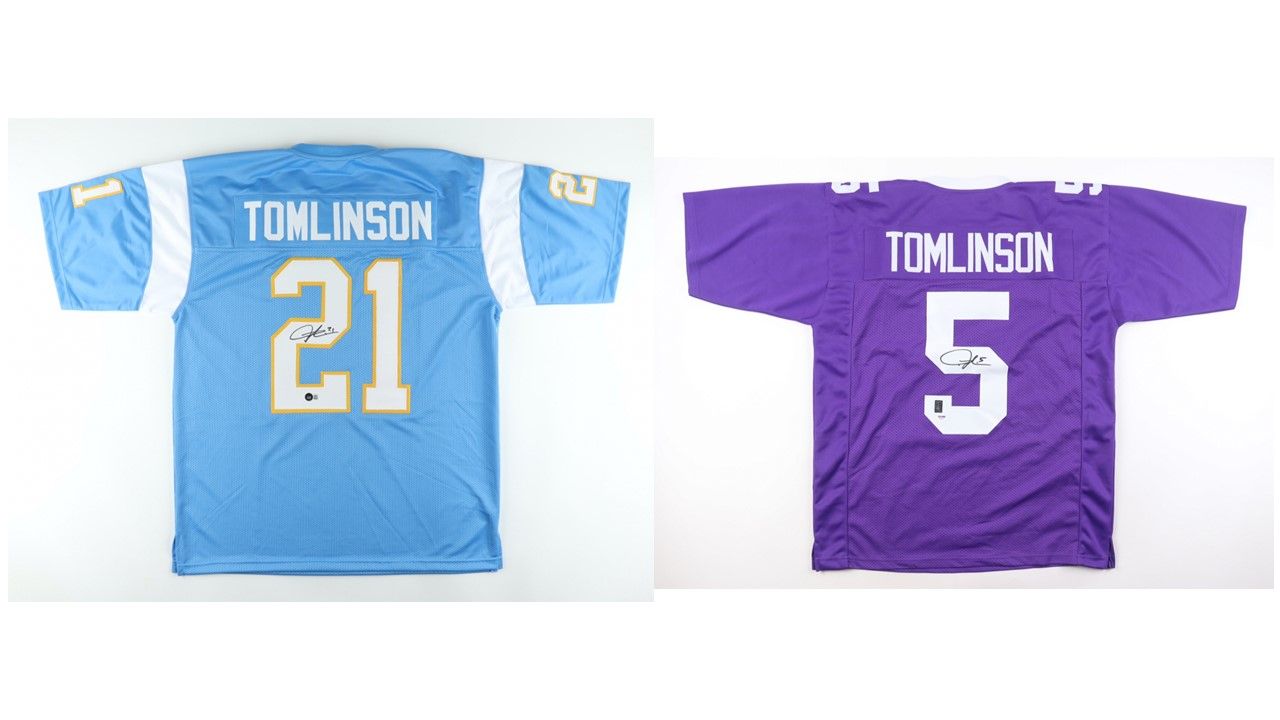 LaDainian Tomlinson Signed San Diego Chargers Jersey (Beckett)  & LaDainian Tomlinson Signed TCU Horned Frogs Jersey (PSA & Tomlinson )