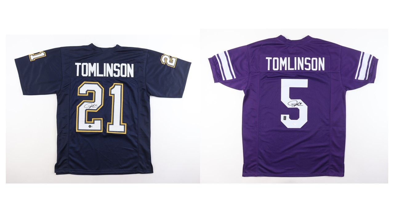 LaDainian Tomlinson Signed San Diego Chargers Jersey (Beckett) LaDainian Tomlinson Signed TCU Horned Frogs Jersey (JSA)