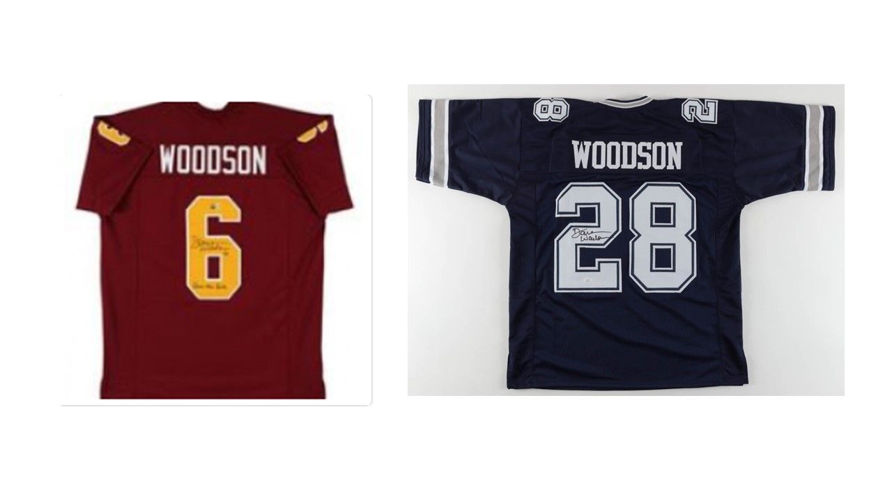 Darren Woodson Signed Dallas Cowboys Jersey (JSA) & Darren Woodson Signed Arizona St Sun Devils Jersey Inscribed "Fear The Fork" (Beckett)