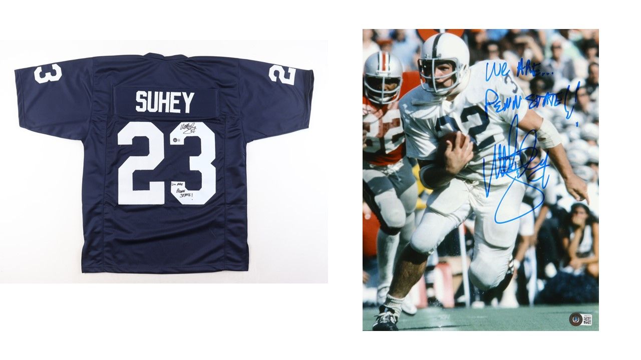 Matt Suhey Signed Penn State Nittany Lions Jersey Inscribed "We Are Penn State!" (Beckett) Matt Suhey Signed Penn State Nittany Lions 11x14 Photo Inscribed "We Are...Penn State!!" (Beckett)