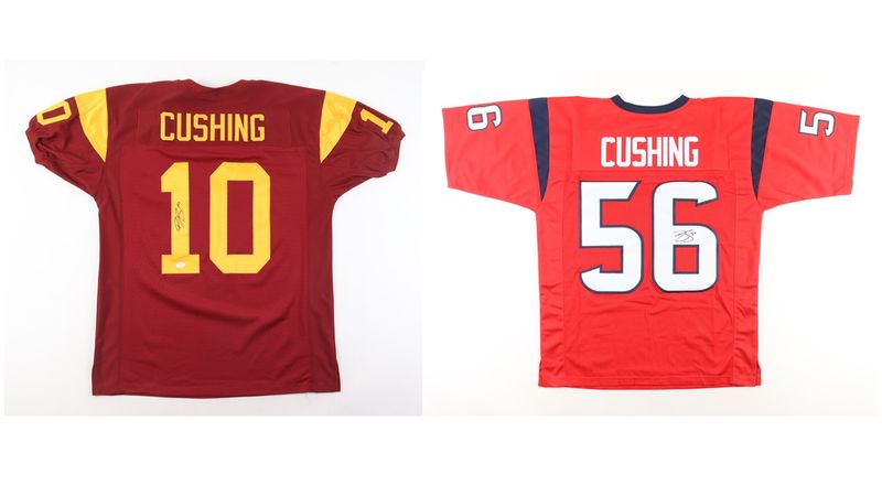 Brian Cushing Signed USC Trojans Jersey (JSA) Brian Cushing Signed Houston Texans Jersey (JSA)