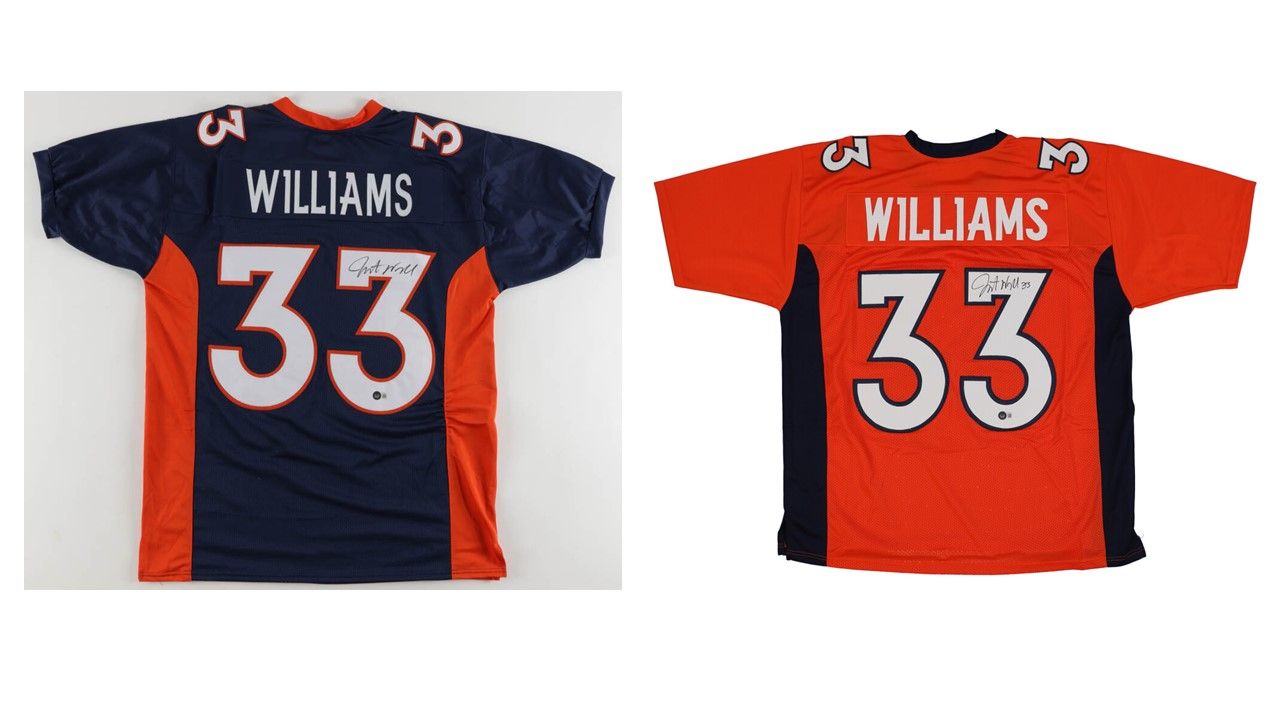 Javonte Williams Signed Denver Broncos Jersey (Beckett) and Javonte Williams Signed Denver Broncos Jersey (Beckett)