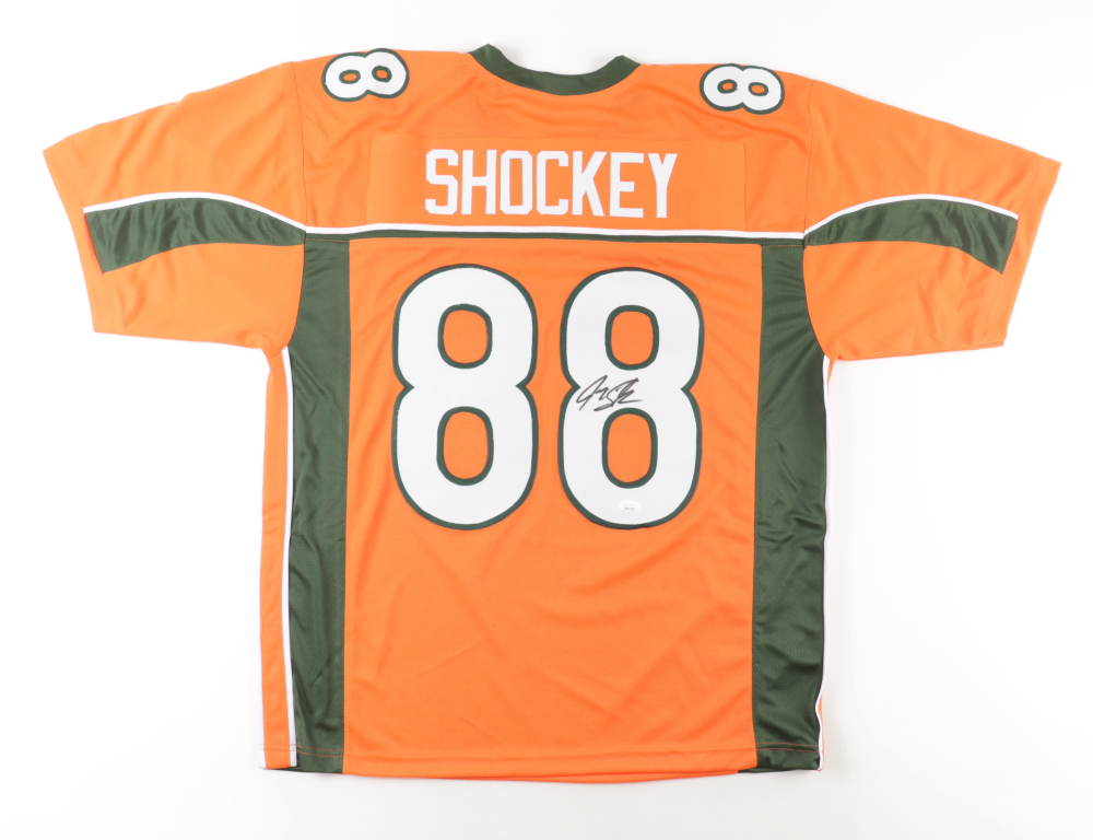 Jeremy Shockey Signed Miami Hurricanes Jersey (JSA) & Greg Olsen Miami Hurricanes Signed 8x10 Photo (Fanatics)