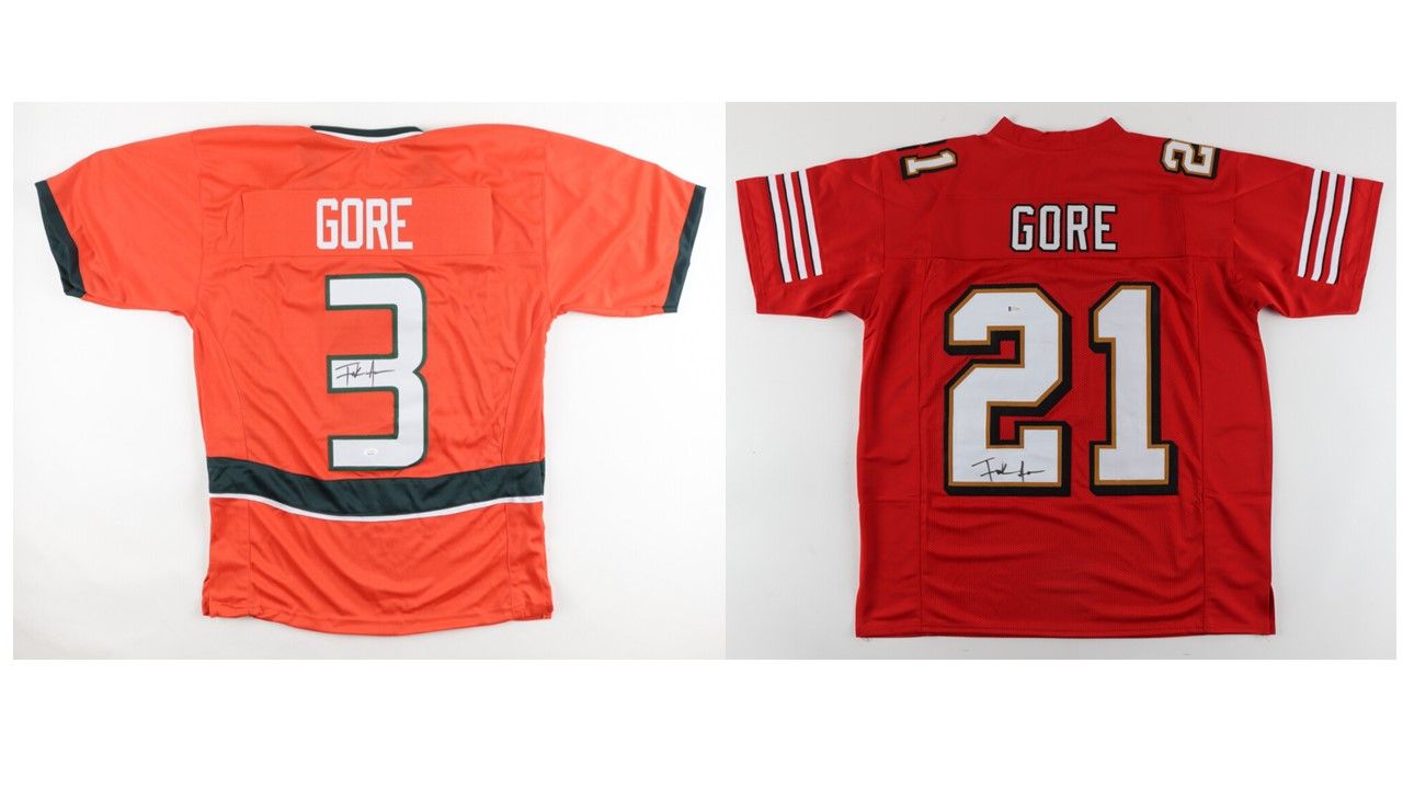 Frank Gore Signed San Fransisco 49ers Jersey (Beckett) and Frank Gore Signed Miami Hurricanes Jersey (JSA)