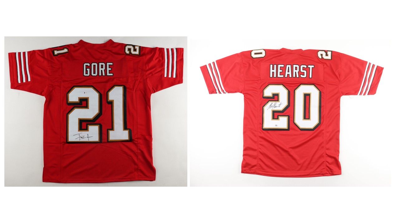 Frank Gore Signed San Francisco 49ers Jersey (Beckett) and Garrison Hearst Signed San Francisco 49ers Jersey (PSA)