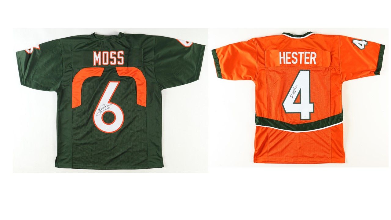 Santana Moss Signed Miami Hurricanes Jersey (JSA) & Devin Hester Signed Miami Hurricanes Jersey (JSA)