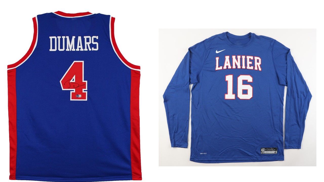 Joe Dumars Signed Detroit Pistons Jersey (Beckett) & Detroit Pistons Team-Issued "Lainer" Shirt (Fanatics) unsigned
