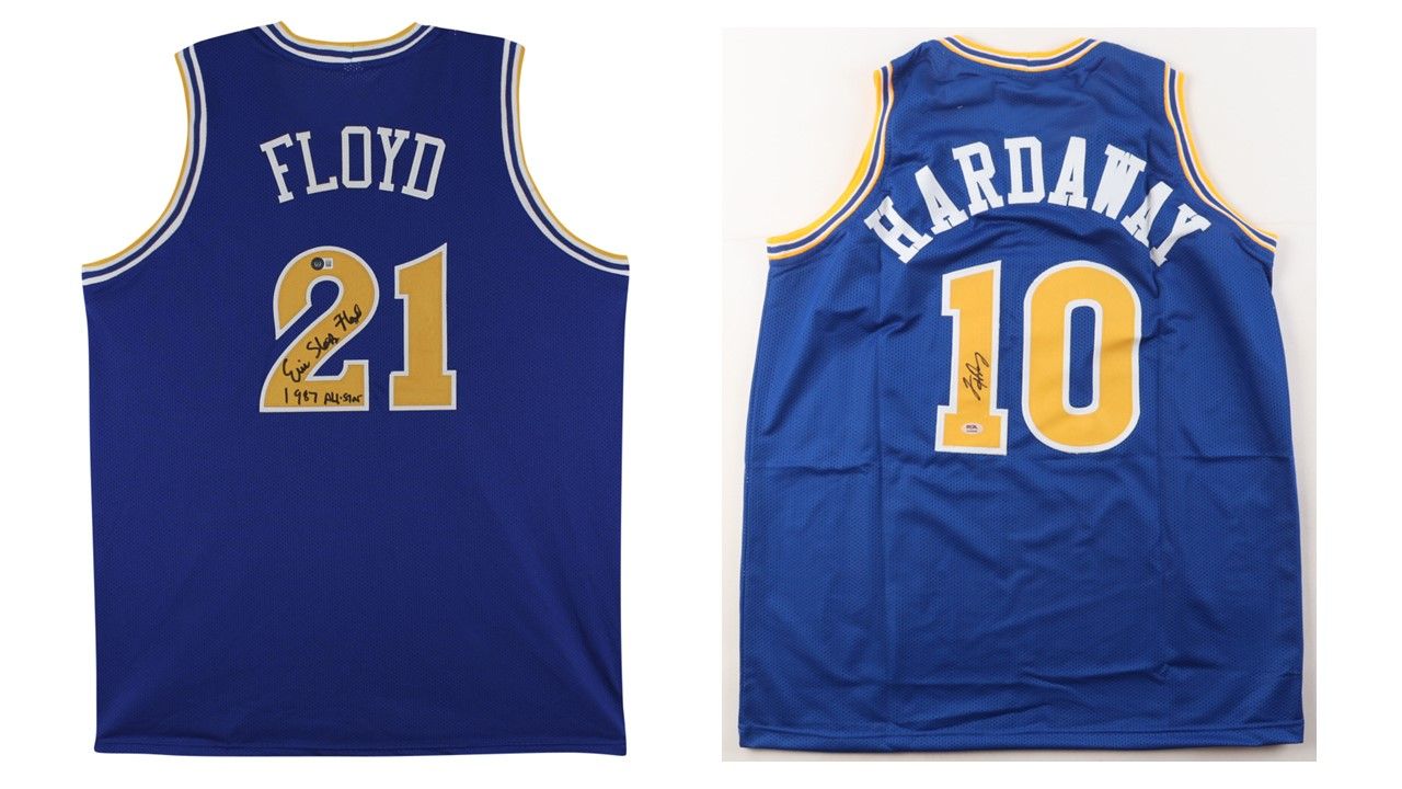 Eric "Sleepy" Floyd Signed Golden State Warriors Jersey Inscribed "1987 NBA All-Star" (Beckett) & Tim Hardaway Signed Golden State Warriors Jersey (PSA)