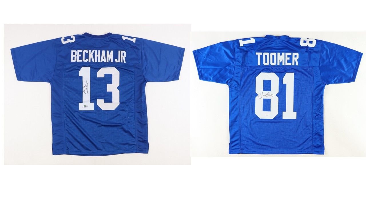 Odell Beckham Jr. Signed New York Giants Jersey (Beckett) & Amani Toomer Signed New York Giants Jersey (JSA)