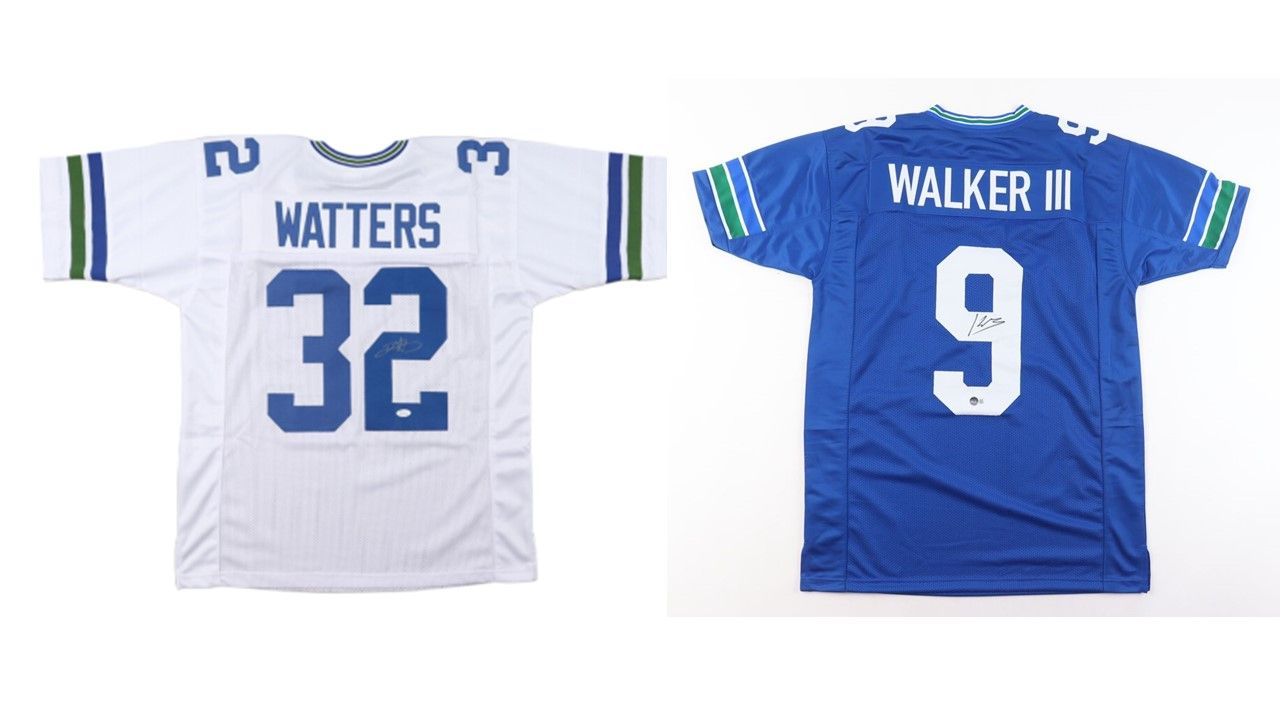 Kenneth Walker III Signed Seattle Seahawks Jersey (Beckett) & Ricky Watters Signed Seattle Seahawks Jersey (JSA)