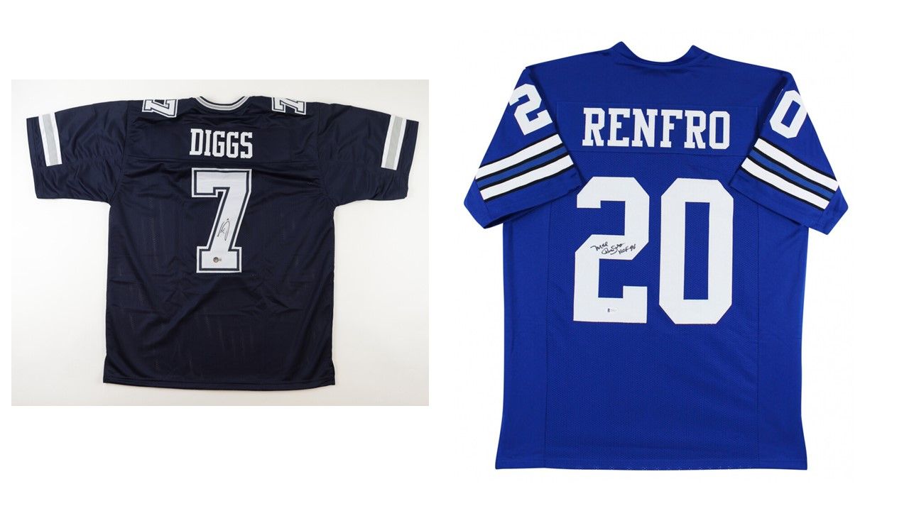 Trevon Diggs Signed Dallas Cowboys Jersey (Beckett) & Mel Renfro Signed Dallas Cowboys Jersey Inscribed "HOF-96" (Beckett COA)