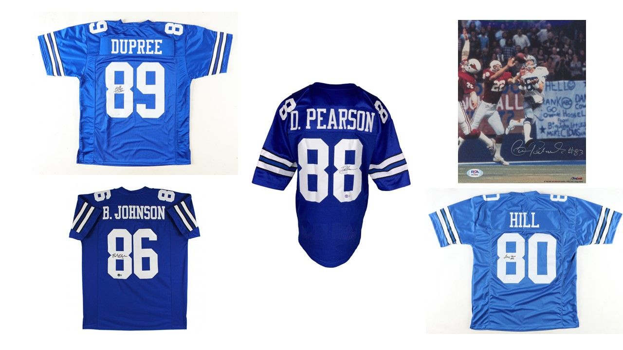 Drew Pearson Signed Dallas Cowboys Jersey (Beckett), Golden Richards Signed 8x10 Photo (PSA), Butch Johnson Signed Jersey (Beckett), Billy Joe DuPree Signed Jersey (JSA), Tony Hill Signed Jersey (JSA)