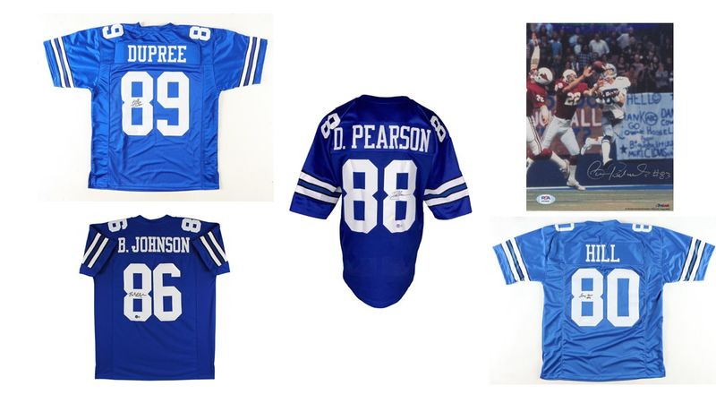 Drew Pearson Signed Dallas Cowboys Jersey (Beckett), Golden Richards Signed 8x10 Photo (PSA), Butch Johnson Signed Jersey (Beckett), Billy Joe DuPree Signed Jersey (JSA), Tony Hill Signed Jersey (JSA) Drew Pearson Signed Dallas Cowboys Jersey (Beckett), Golden Richards Signed 8x10 Photo (PSA), Butch Johnson Signed Jersey (Beckett), Billy Joe DuPree Signed Jersey (JSA), Tony Hill Signed Jersey (JSA)