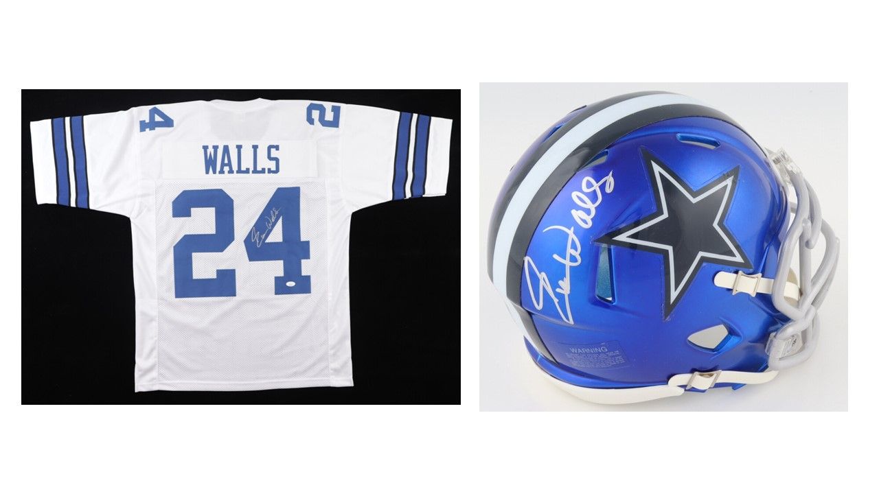 Everson Walls Signed Dallas Cowboys Flash Alternate Speed Mini Helmet (JSA) and Everson Walls Dallas Cowboys Signed Jersey (JSA)