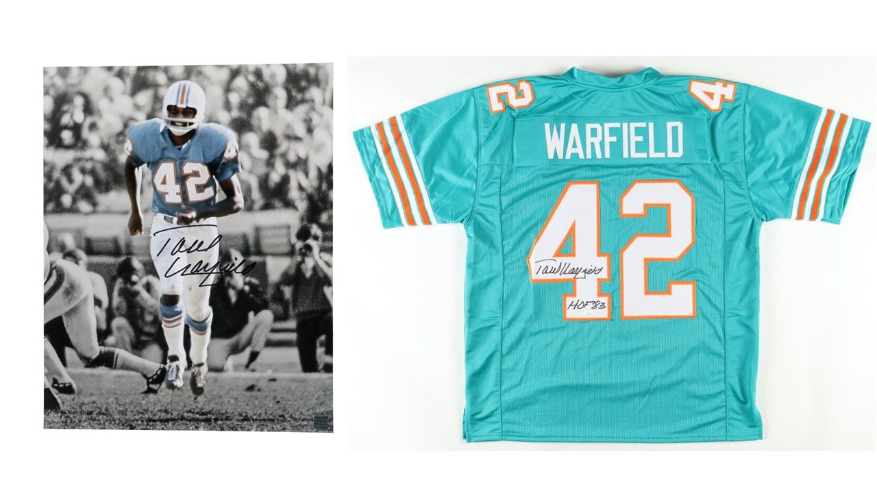 Paul Warfield Signed Miami Dolphins Jersey Inscribed "HOF '83" (JSA) & Paul Warfield Signed Miami Dolphins 16x20 Photo (Playball Ink)