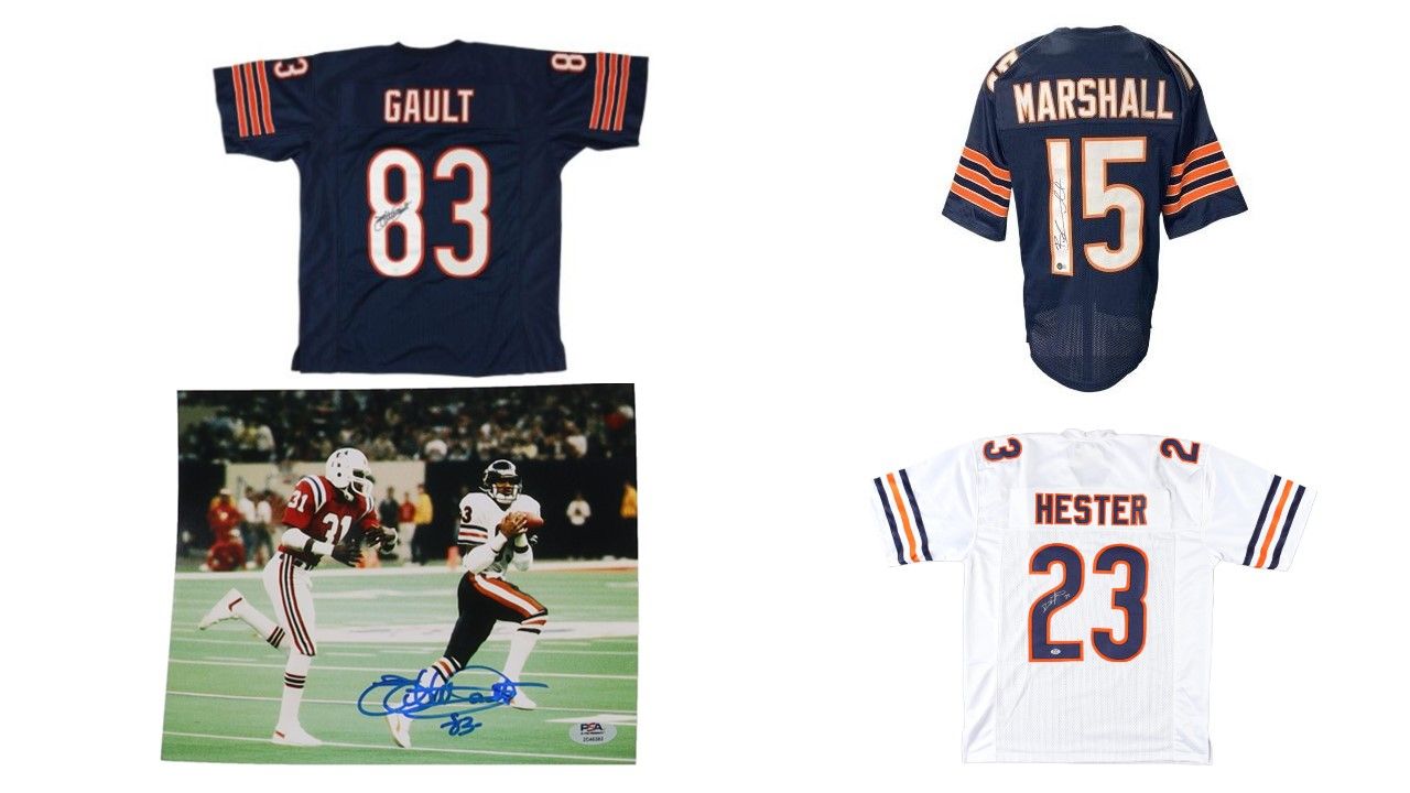 Devin Hester Signed Chicago Bears Jersey (PSA), Willie Gault Signed Chicago Bears Jersey (JSA), Willie Gault Signed Chicago Bears 8x10 (PSA), Brandon Marshall Signed Chicago Bears Jersey (Beckett)