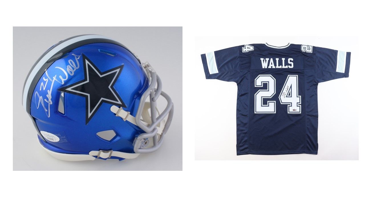 Everson Walls Signed Dallas Cowboys Flash Alternate Speed Mini Helmet (JSA & Players Ink) & Everson Walls Signed Dallas Cowboys Jersey (JSA)