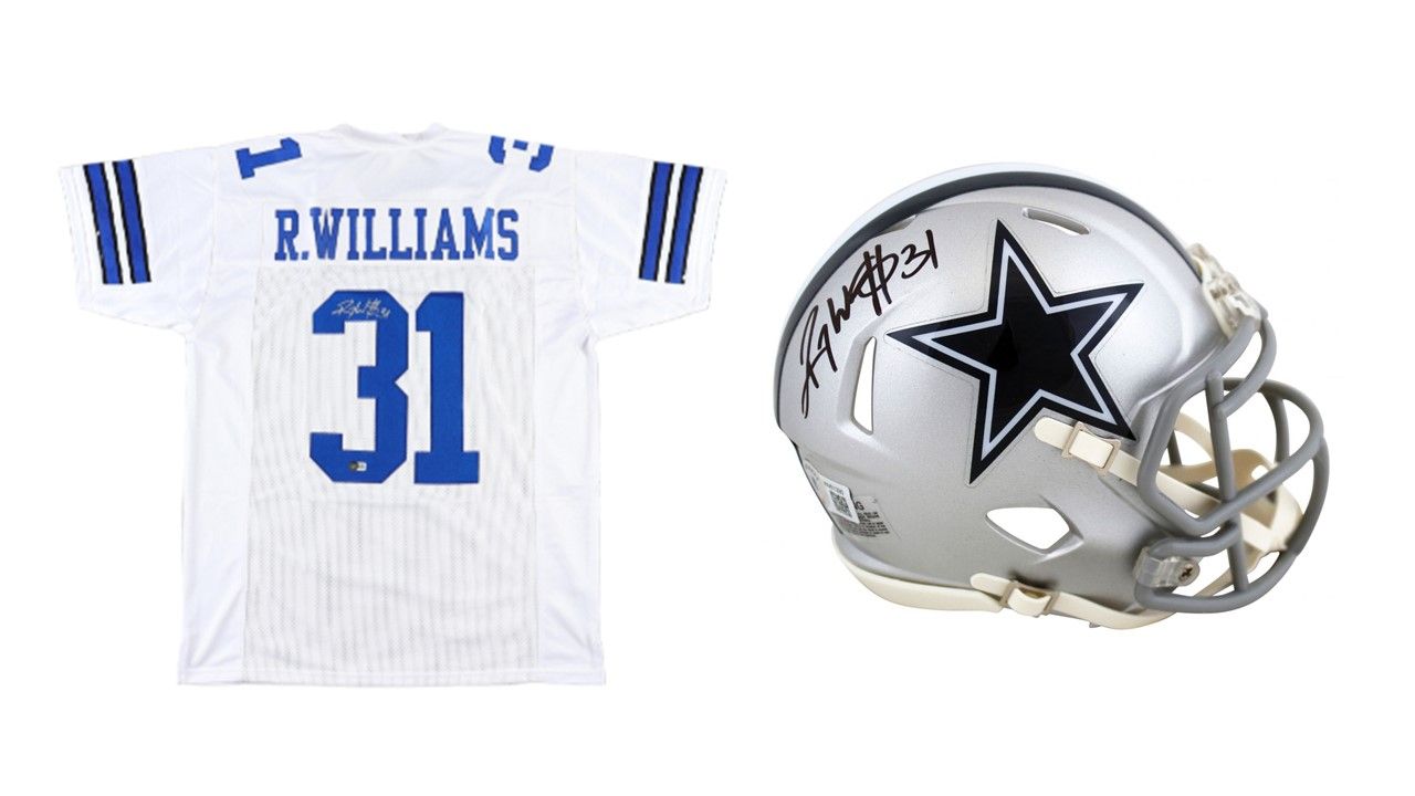 Roy Williams Signed Dalla Cowboys Jersey (Beckett) & Roy Williams Signed Cowboys Speed Mini Helmet (Beckett)