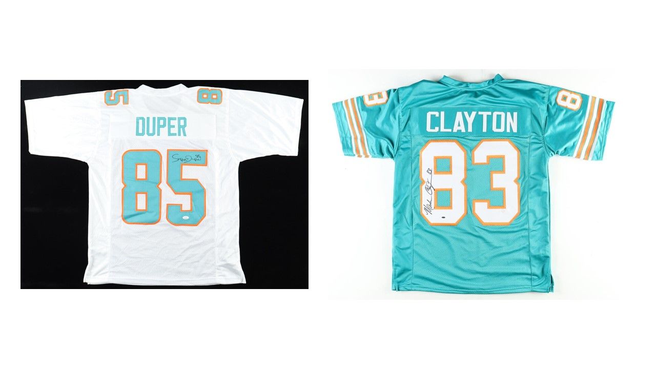Mark "Super" Duper Signed Miami Dolphins Jersey (JSA) & Mark Clayton Signed Miami Dolphins Jersey (Beckett)