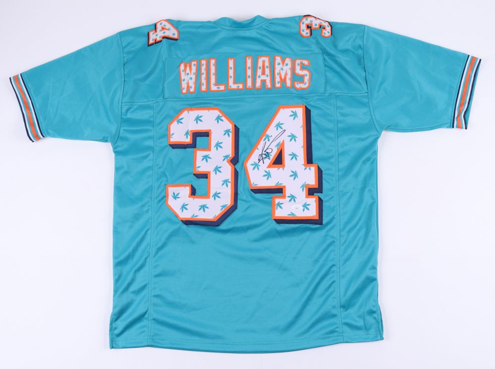 Ricky Williams Signed Miami Dolphins Jersey (JSA) - marijuana leaf on numbers
