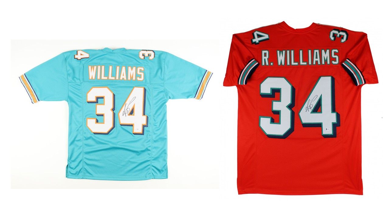 Ricky Williams Signed Miami Dolphins Jersey (JSA) & Ricky Williams Signed Miami Dolphins Jersey (PSA)