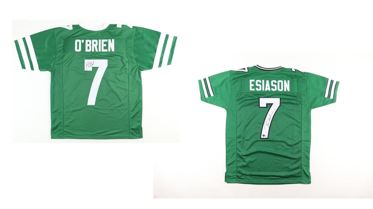 Ken O'Brien Signed New York Jets Jersey (JSA) & Boomer Esiason Signed New York Jets Jersey (Beckett)