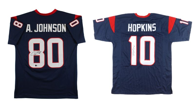 Andre Johnson Signed Houston Texans Jersey (Beckett) & DeAndre Hopkins Signed Houston Texans Jersey (JSA)