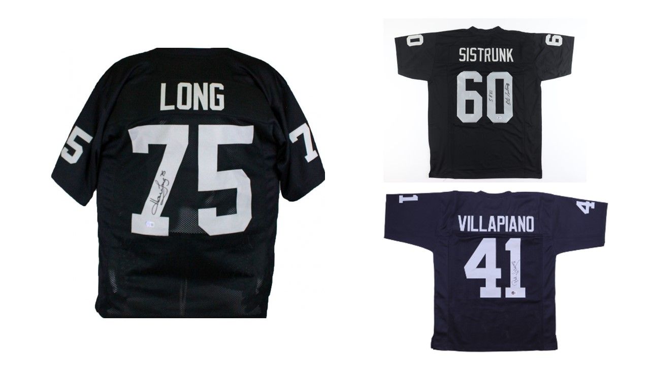 Howie Long Signed Oakland Raiders Jersey (Beckett), Otis Sistrunk Signed Oakland Raiders Jersey Inscribed "SB XI" (JSA), & Phil Villapiano Signed Oakland Raiders Jersey (Beckett)