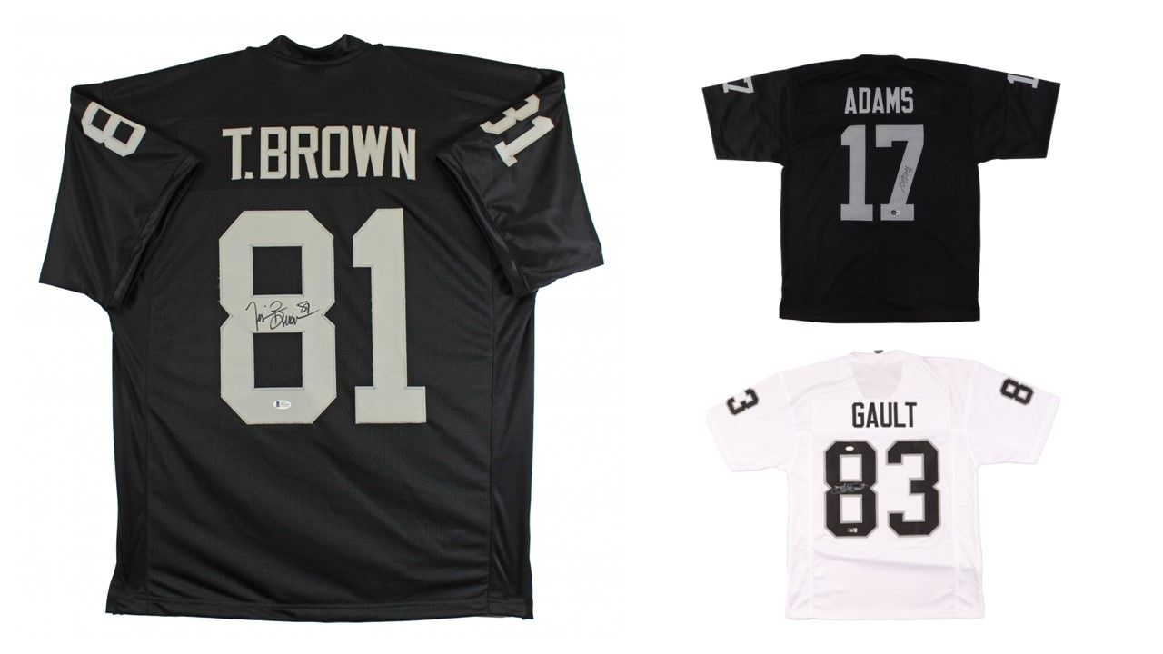 Tim Brown Signed Oakland Raiders Jersey (Beckett), Willie Gault Signed Oakland Raiders Jersey (JSA & Timeless), & Davante Adams Signed Oakland Raiders Jersey (Beckett)