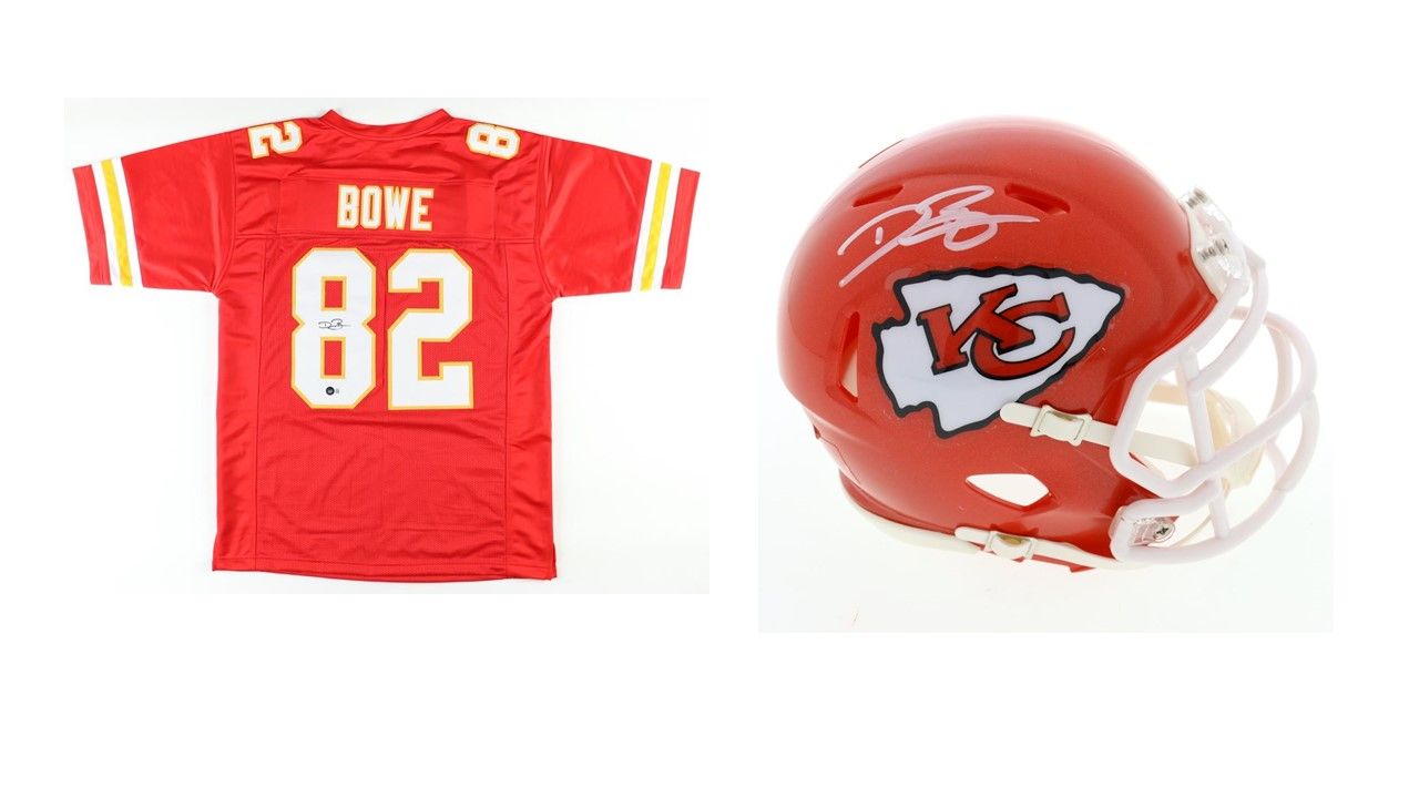 Dwayne Bowe Signed Kansas City Chiefs Jersey (Beckett) & Dwayne Bowe Signed Kansas City Chiefs Speed Mini Helmet (JSA)