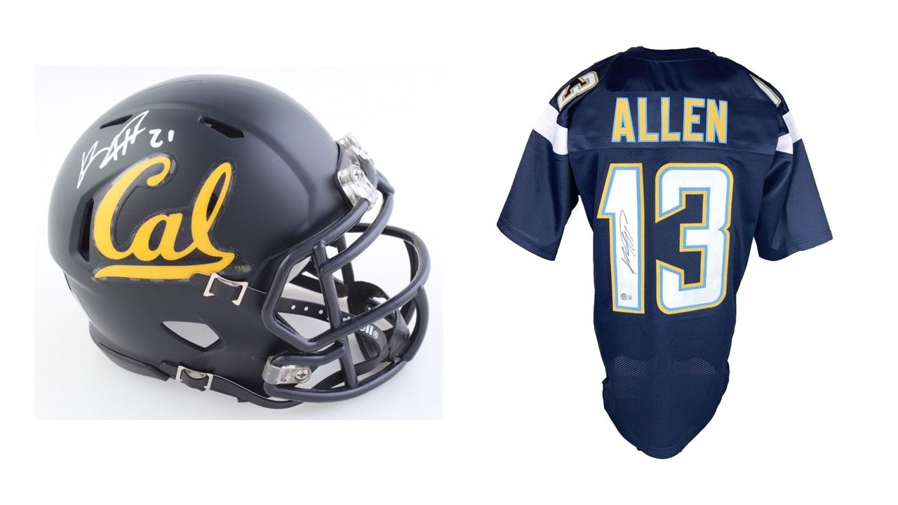 Keenan Allen Signed California Golden Bears Speed Mini Helmet (Beckett) and Keenan Allen Signed Jersey (Beckett)