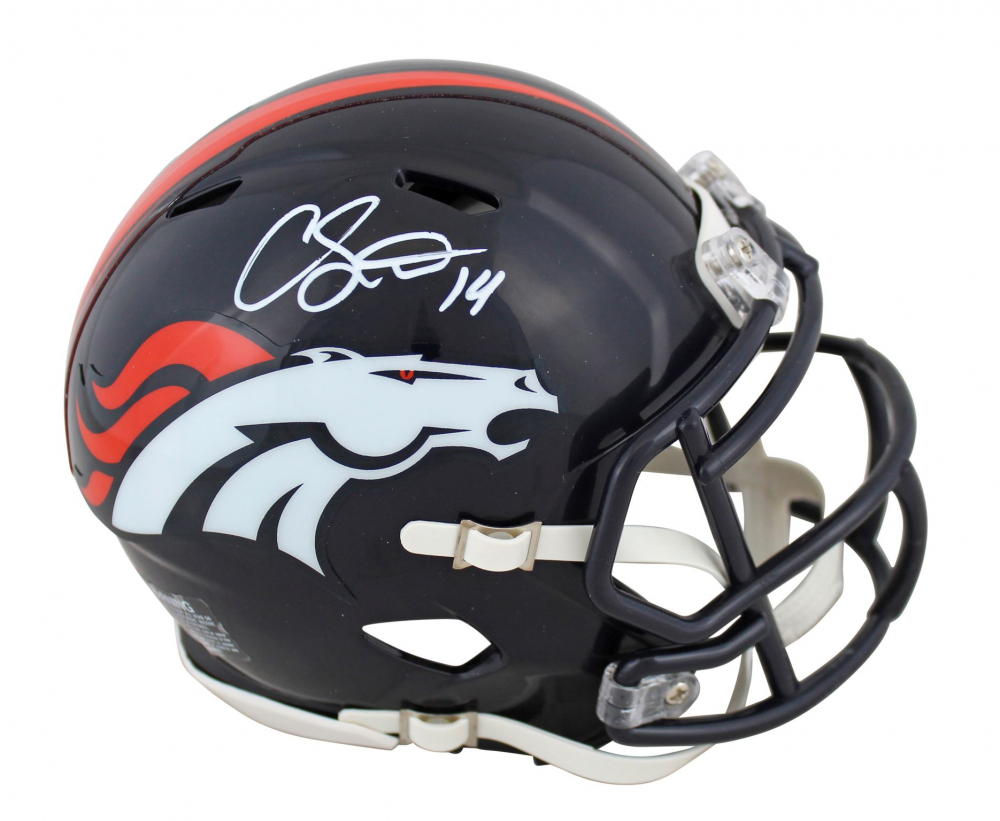 Courtland Sutton Signed SMU Mustangs 16x20 Photo (Beckett), Courtland Sutton Signed Denver Broncos Speed Mini Helmet (JSA), & Courtland Sutton Signed SMU Mustangs Mini Helmet (Beckett)