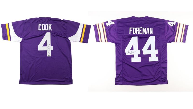 Chuck Foreman Signed Minnesota Vikings Jersey (JSA) and Dalvin Cook Signed Minnesota Vikings Jersey (Beckett)