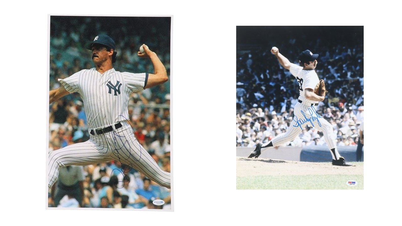 Ron Guidry Signed New York Yankees 11x17 Photo (ACOA) & Sparky Lyle Signed New York Yankees 11x14 Photo (PSA)