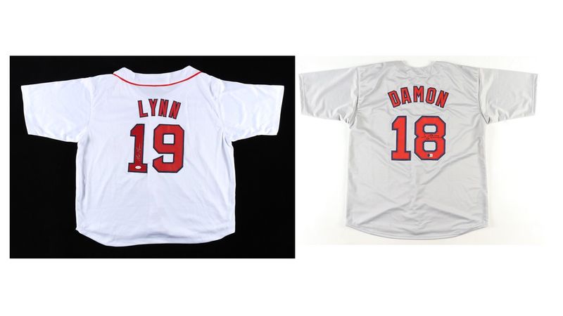 Fred Lynn Signed Boston Red Sox Jersey (JSA) & Johnny Damon Signed Boston Red Sox Jersey (Beckett)